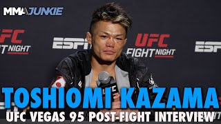 Toshiomi Kazama Recaps Wild Comeback Finish Apologizes for Illegal Knee  UFC on ESPN 61 [upl. by Notyap]