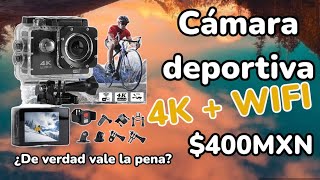 Camara Deportiva 4K  WiFi  La cámara de acción mas barata de Mercado libre [upl. by Nagirrek]