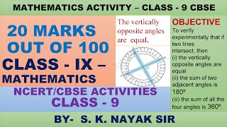 II ACTIVITY ON VERTICALLY OPPOSITE ANGLES II CLASS 9 II LINES AND ANGLES II CBSE II NCERT II [upl. by Gnanmos]