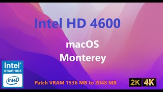 How to patch VRAM Intel HD 4600 macOS Monterey OpenCore [upl. by Zurn]