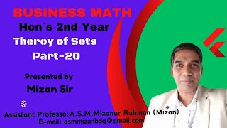 Business Math Hons 2nd year Theory of sets Part  20 [upl. by Lecroy]