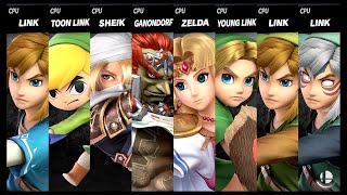 Link VS Toon Link VS Sheik VS Ganondorf VS Zelda VS Young Link VS Link VS Link Smash Bros Ultimate [upl. by Aserat]