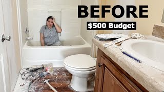 DIY Bathroom Makeover on a 500 Budget  Small Bathroom Remodel [upl. by Ailefo219]