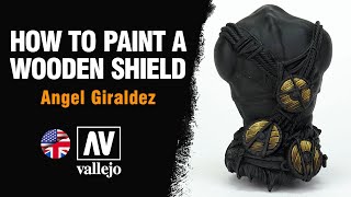 🇺🇸🇬🇧 HOW TO PAINT A WOODEN SHIELD by Angel Giraldez🪵🛡 [upl. by Ihtak88]