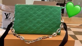 EXTREMELY RARE GREEN 💚 Louis Vuitton Coussin PM LV GREEN Coussin PM Unboxing  🍀 [upl. by Landes]