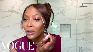 Naomi Campbells 10Minute Beauty Routine  Beauty Secrets  Vogue [upl. by Aonehc]