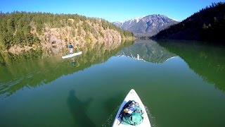 PADDLE BOARDING GLACIER LAKE  Diablo Lake in Washington State [upl. by Nosila]