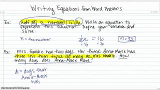 Writing Equations from Word Problems [upl. by Washko]