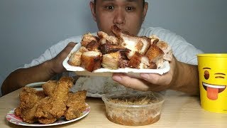 Liempo at pritong leeg ng manok mukbang [upl. by Fernyak637]