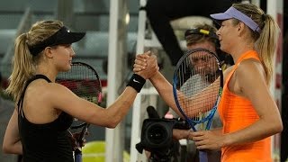 Maria Sharapova Eugenie Bouchard share awkward handshake [upl. by Atinuaj]