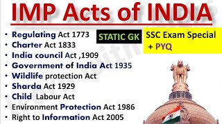 Important Acts of India You Must know Static GK Series🌝 [upl. by Savina]