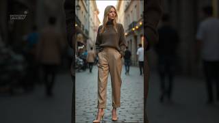 2024 Autumn fall street fashions  loose fit sweater amp highwaist trousers outfit styles [upl. by Hershel]