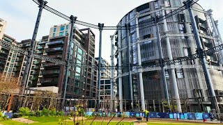 4K Kings Cross  Gasholder Park  Coal Drops Yard  London Walk [upl. by Penn]