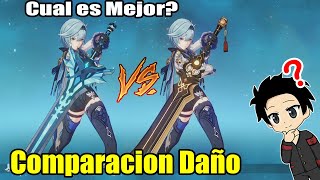 EULA con Argento estelar de las Nieves VS Prototipo Arcaico  COMPARACION DAÑO  Genshin Impact [upl. by Irrac179]