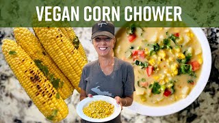 Vegan Corn Chowder  Kathys Vegan Kitchen [upl. by Yrallam]