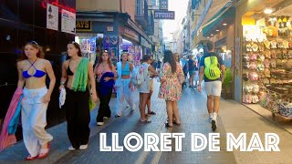 Evening walk along the main street of Lloret de Mar 4K [upl. by Huston576]