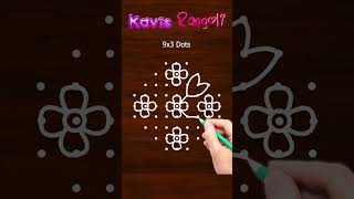 Easy Kolam Design  9x3 Dots kavisrangoli indianart [upl. by Ahsenyl231]