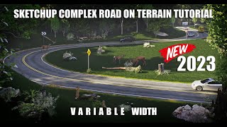 Sketchup Tips  How to Conform a COMPLEX Road to a Terrain and Texture it [upl. by Eemla]