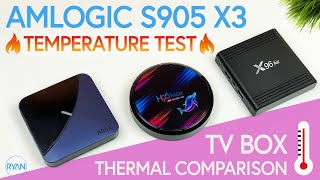 AMLOGIC S905x3 TV BOXEX TEMP TEST  Thermal Comparison  A95X F3  H96 Max X3  X96 Air 2020 [upl. by Elma821]