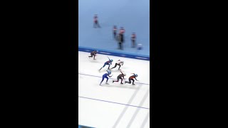 Schouten sprints to gold in last lap of speed skating mass start [upl. by Ahsirpac]