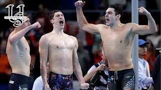 US wins first gold medal of Paris Olympics at mens 4x100 meter freestyle relay [upl. by Eiromem]