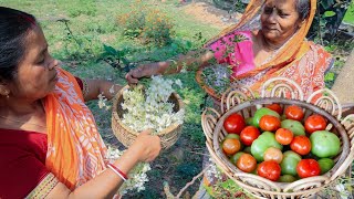 গরমের দিনে কম খরচে খুব ভালো খাবারকাঁচা টমেটো দিয়ে মাছের ঝোল আর সজনে ফুলের বড়া [upl. by Werdn882]