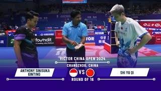 Anthony Sinisuka Ginting vs Shi Yu Qi China Open 2024 Badminton R16 chinaopen2024 [upl. by Ayhdiv]