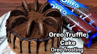 Oreo ChocolateTruffle CakeWith Easy Oreo Cream frostingChocolate cake eggless and without oven [upl. by Seuqram]