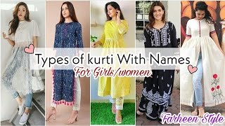 Types of kurtis with namesLatest kurti designkurtis for girlswomenkurtis namesFarheen Style [upl. by Nazler490]