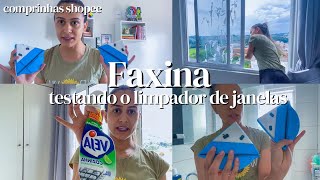 FAXINA PESADA NOS VIDROS  Testei o limpador de vidros da shopee nas janelas e no box do banheiro [upl. by Nonnahs488]