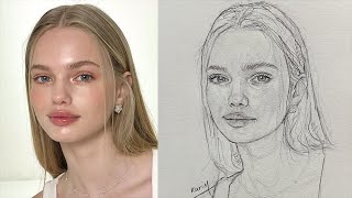 Learn to draw a beautiful girls face step by step using the Loomis method [upl. by Nerua]