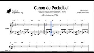 Pachelbel Canon in C Major Piano Sheet Music Melody and Accompaniment [upl. by Prussian]