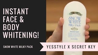 Instant Face amp Body Whitening  Secret Key Snow White Milky Pack  YesStyle Korean Beauty [upl. by Sirromal]