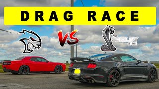 2022 Ford Shelby GT500 vs Dodge Challenger Hellcat there is only one winner Drag and Roll Race [upl. by Anairol]