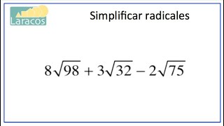 Simplificar radicales ejemplo 2 [upl. by Kcirddot]