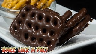 Dipped Dark Chocolate Waffle Pretzels Recipe [upl. by Ydnolem]