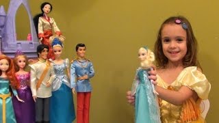 Disney Frozen Toy Video Elsa Song Story with Anna Elsa Kristoff Cinderella Rapunzel Ariel [upl. by Olbap]