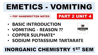 Emetics  Copper Sulphate  Sodium Potassium Tartrate  Part 2 Unit 4  Inorganic Chemistry [upl. by Dublin626]