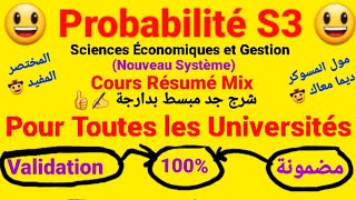 Probabilité S3  Cours Résumé Mix ✍️Chapitre 1  2  3  4   Pour Toutes les Universités au Maroc [upl. by Naimaj]