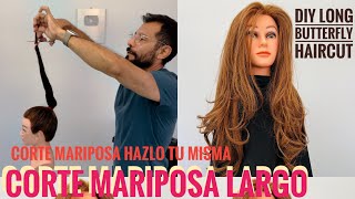 CORTE MARIPOSA LARGO HAZLO TU MISMA  DIY Butterfly Haircut [upl. by Budding544]