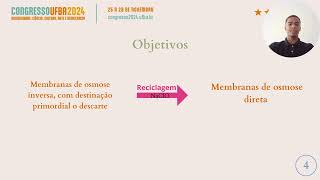 Reciclagem de membranas de osmose inversa para aplicação na osmose direta [upl. by Airt]