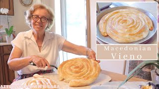 How to Make Macedonian Vieno  Maznik  Phyllo Cheese Pita  Burek [upl. by Adnirol]