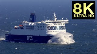 8K video CAR Ferries crossing the Stormy Sea and moor at the Port of Dover [upl. by Haden943]