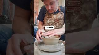 Pottery throwing progress from this to this craft art clay ceramicart potterylife ceramic [upl. by Yerfej]