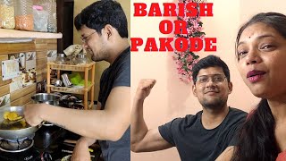 बारिश मैं चाय और पकौड़े पति के हाथ से😍 pakode vlog Meenakshi lifestyle [upl. by Klinges]