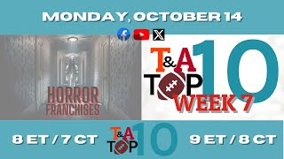 Top 10 Horror Movie Franchises  College Football Week 7 [upl. by Nottirb463]