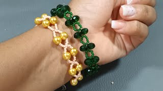 Tutorial pulsera de perlas y cristal [upl. by Ertsevlis]