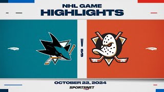 NHL Highlights  Sharks vs Ducks  October 22 2024 [upl. by Nohsal]