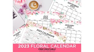 Free Printable Floral Calendar 2023  Wiki Calendar [upl. by Memberg]