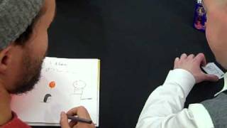 Oliver Jeffers teaches John Boyne to draw [upl. by Enamart935]